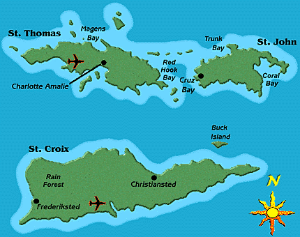 Virgin Islands Map, Link to Virgin Islands' Home Page